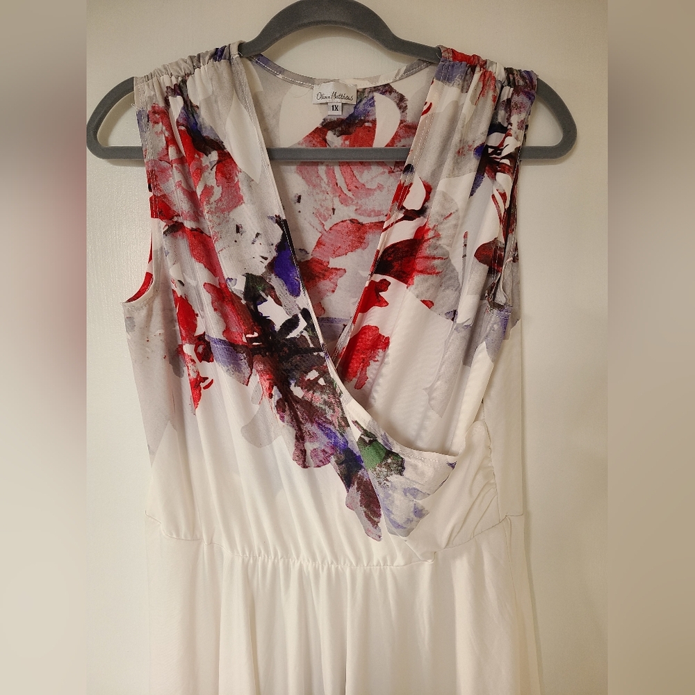 Olivia Matthews Asymmetrical Dress - Red, Purple, White Floral